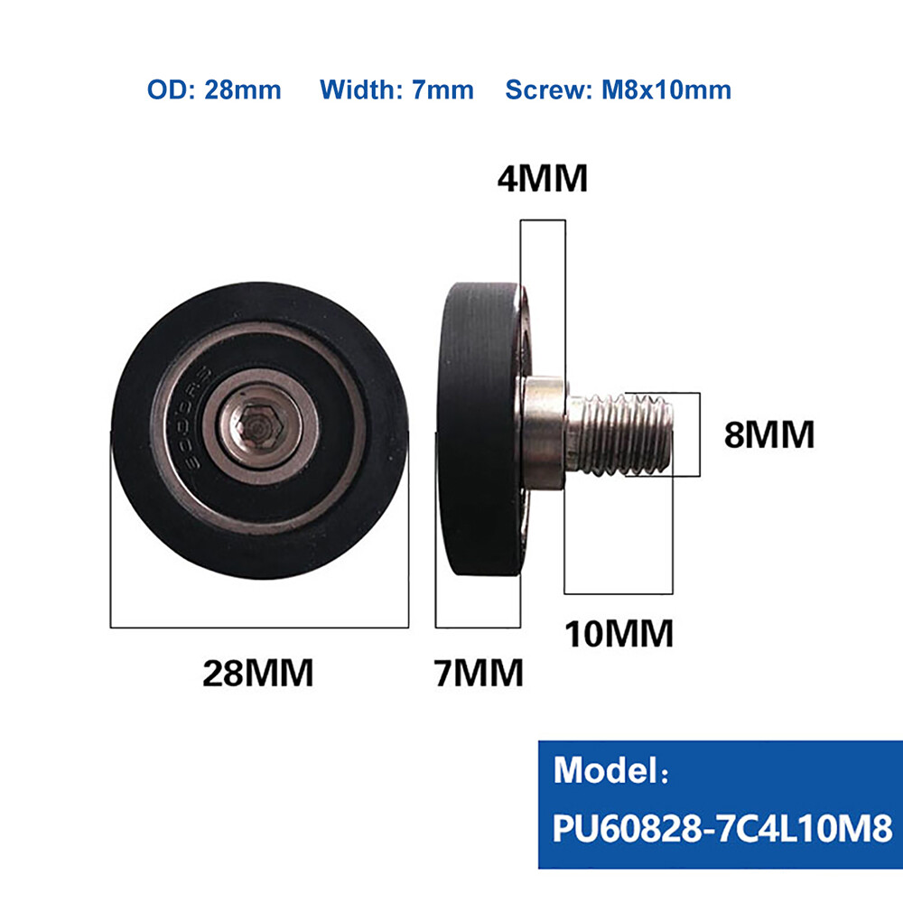 M8 Male Threaded Screw Bearing Guide Wheel Flat Roller PU Polyurethane Pulley