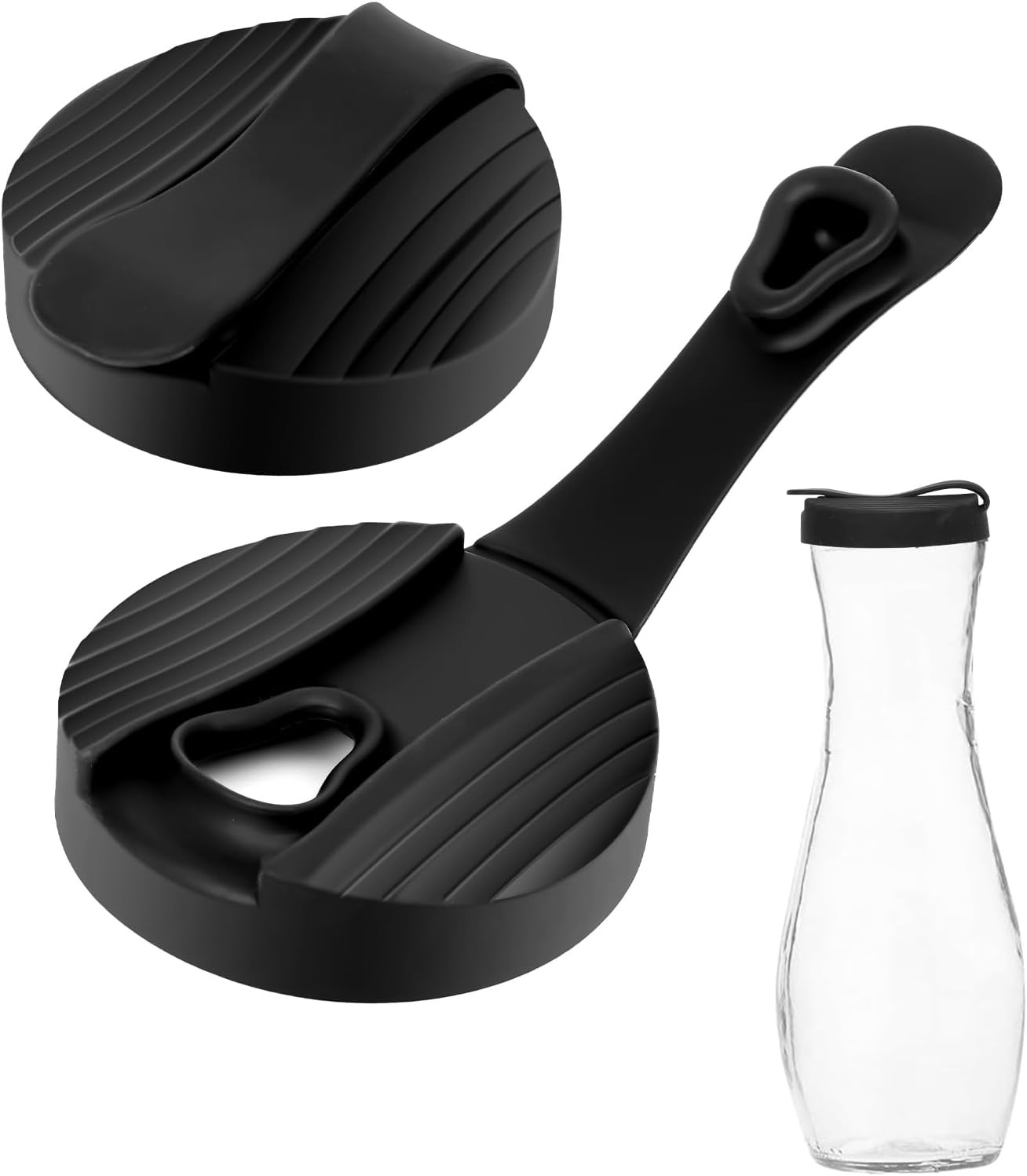 2 Pack Black Silicone Cruet Lids, Compatible Bottle Accessory for Condiments