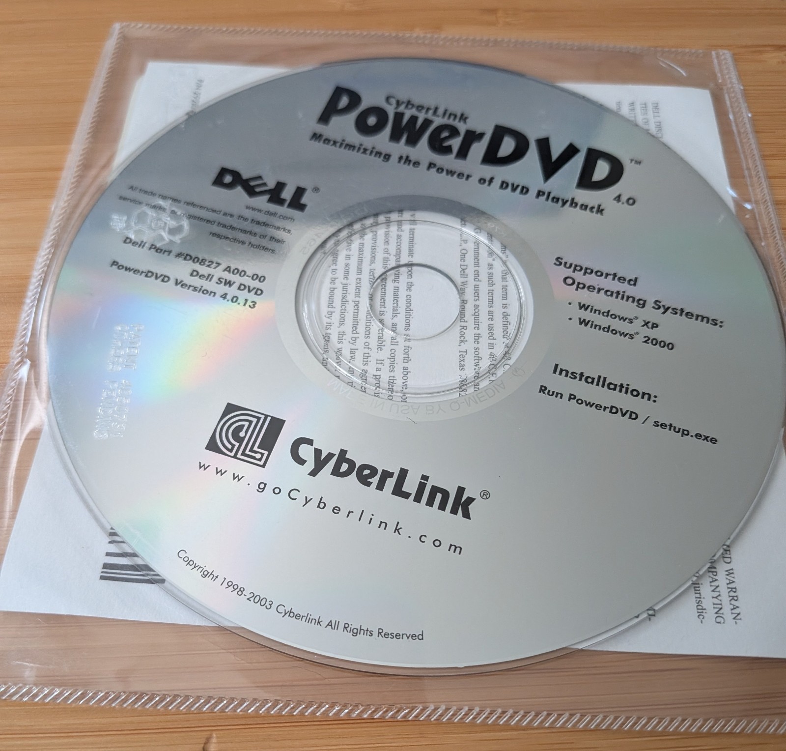 CyberLink PowerDVD 4.0 - DVD Playback Installation Disk Windows XP & 2000 SEALED