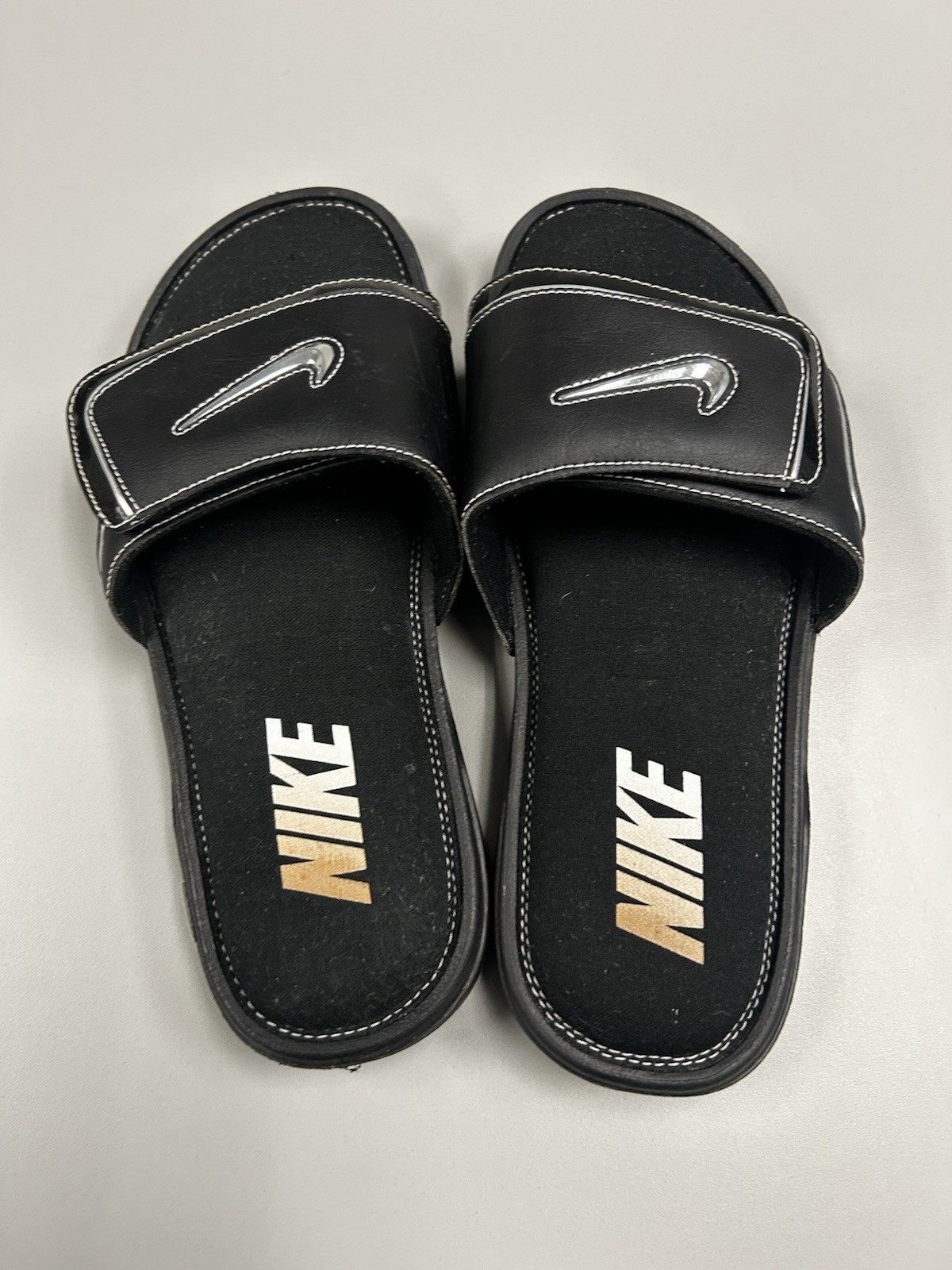 Nike COMFORT Slide 2 Sandal Men's Size 11 Black/Metallic Silver 415205 002