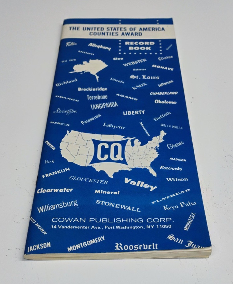 Vintage UNUSED CQ Magazine USA-CA Awards Record Book, County Hunters Booklet