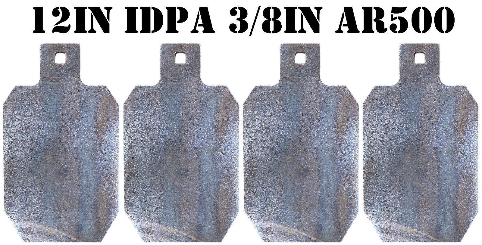 3/8" AR500 7"x12" IDPA/IPSC Steel Shooting Rifle Targets - 4pc Metal Gong Set