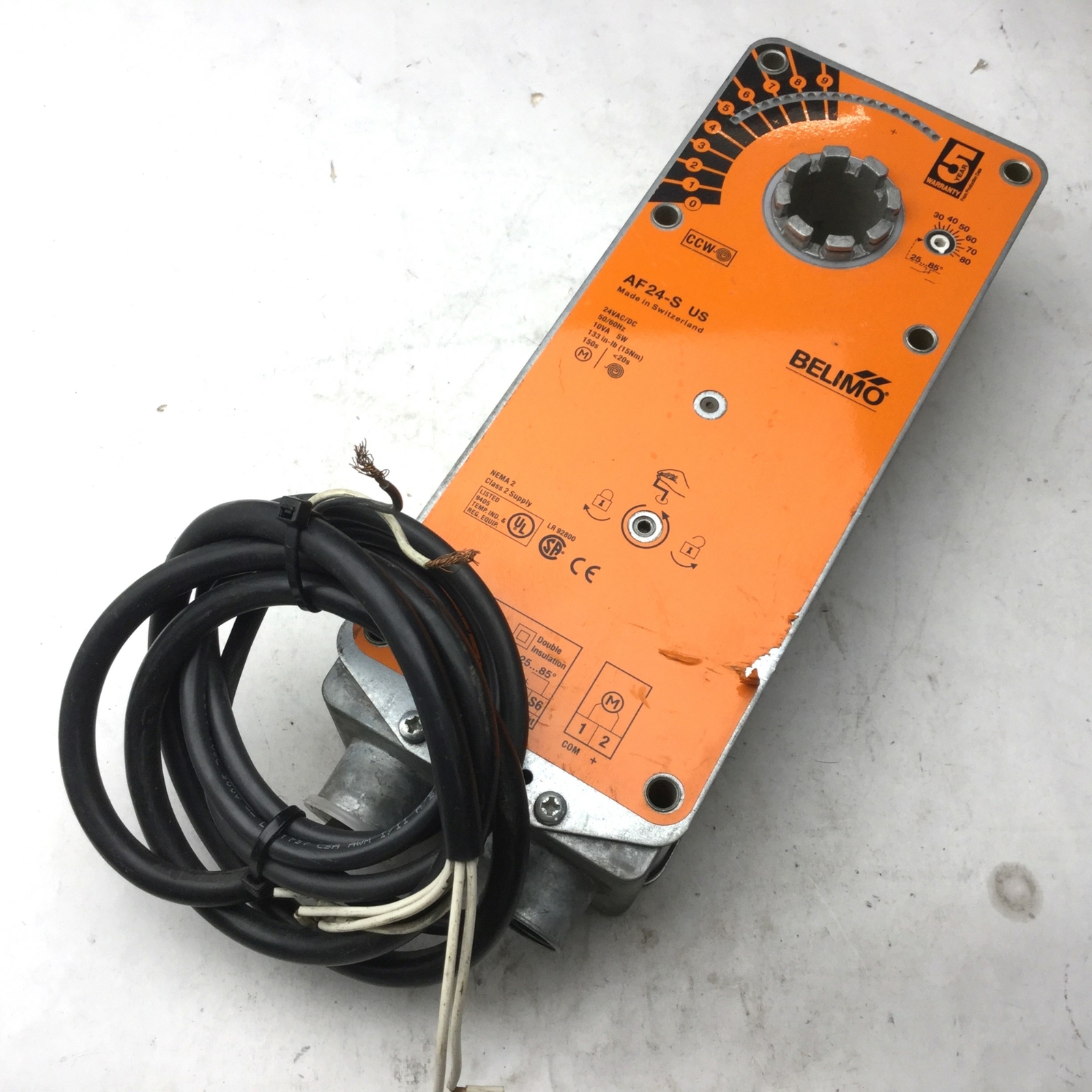 Belimo FSNF24-S US Spring Return Fail-Safe Damper Actuator, 24VAC/DC, 133 lb-in
