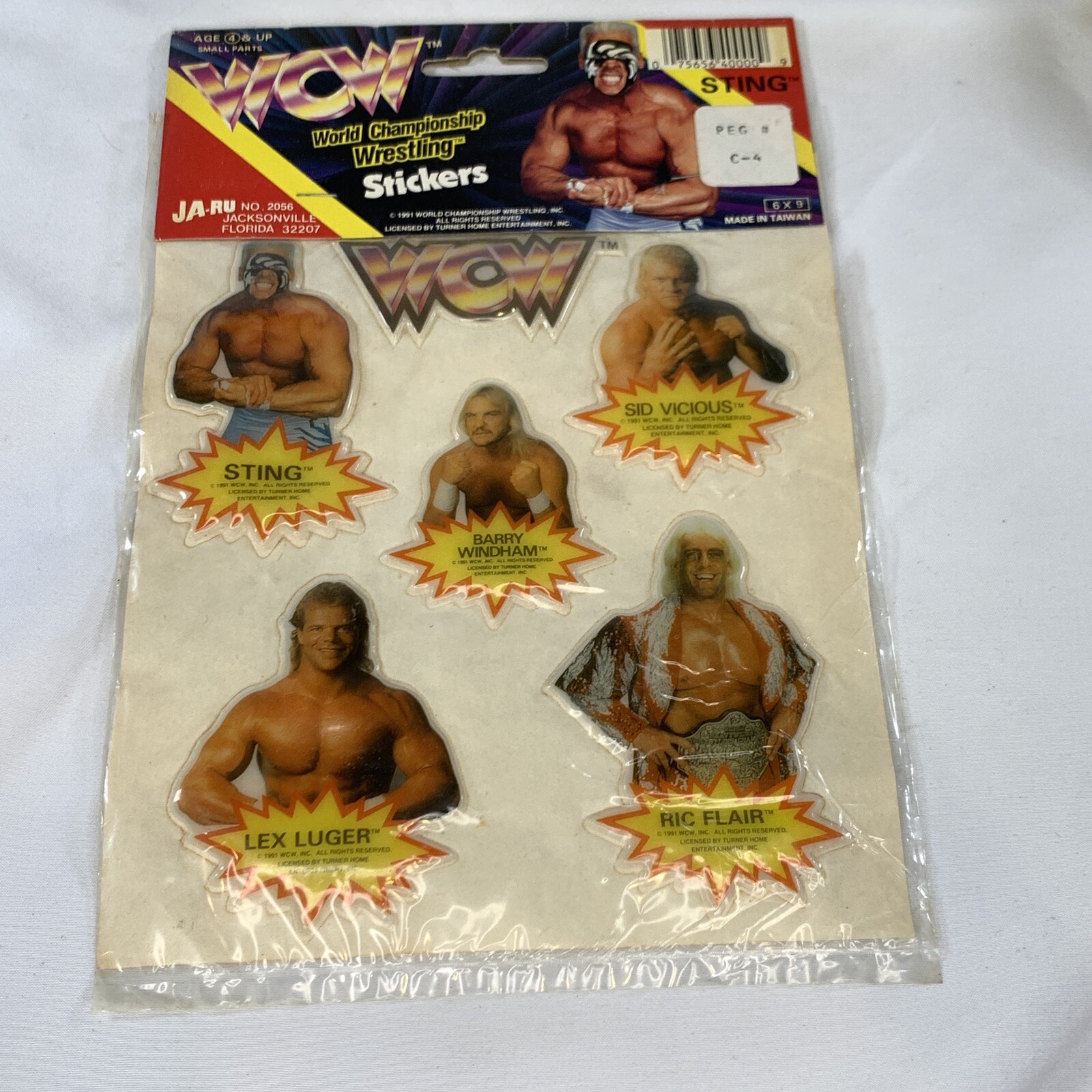 VTG 90s WCW World Championship Wrestling Stickers Sting 6 Pack Ja-Ru SEALED BNIB