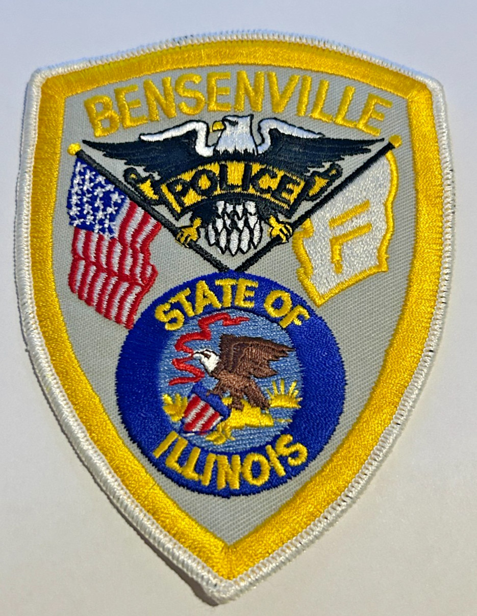 Bensenville Illinois Police Thick Yellow Border Patch Unused