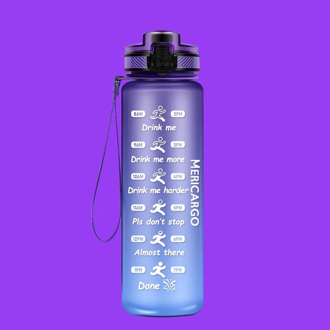 32oz Motivational Water Bottle (Purple & Blue)