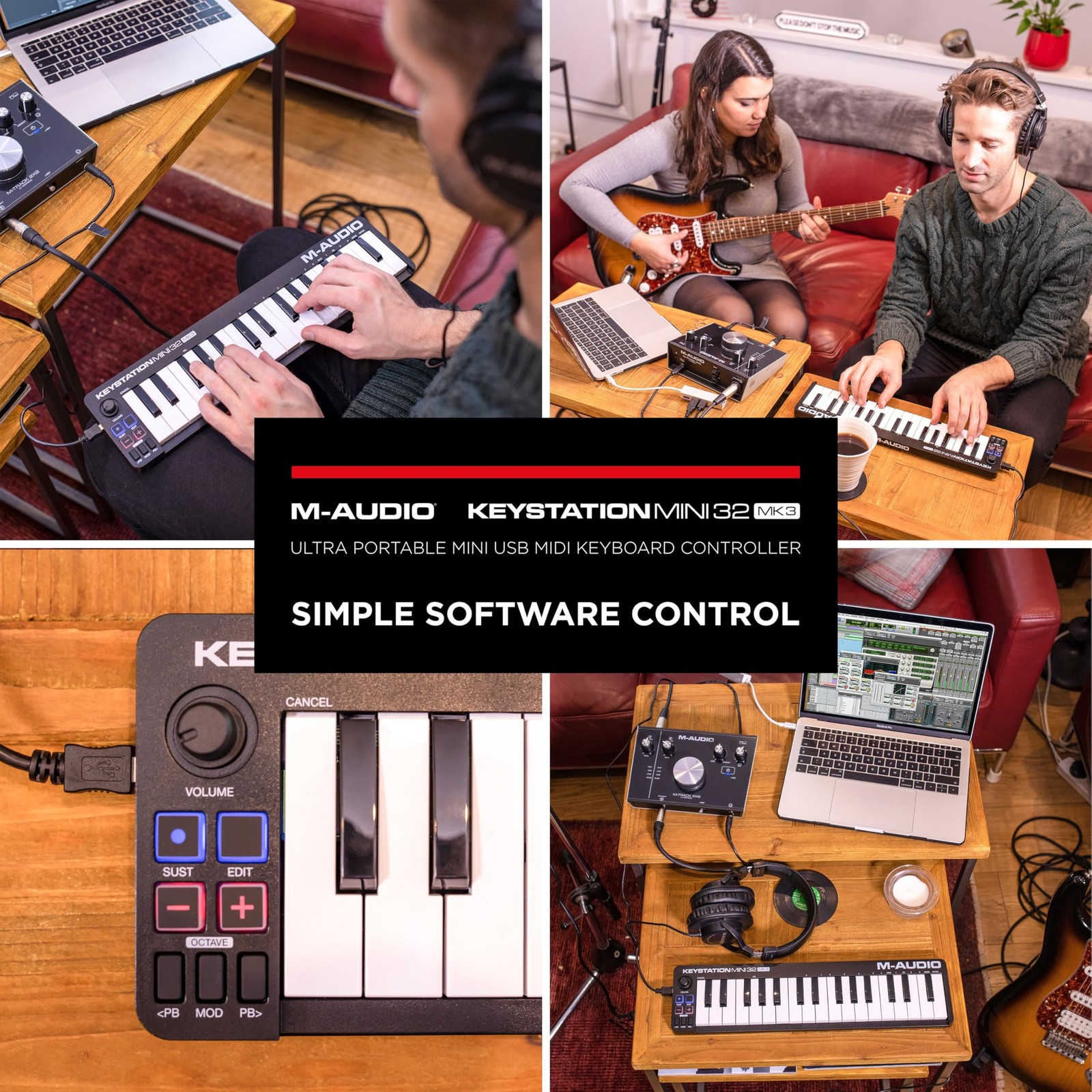 M-AUDIO Keystation Mini 32 MK3 USB MIDI Keyboard Controller with 32 Velocity