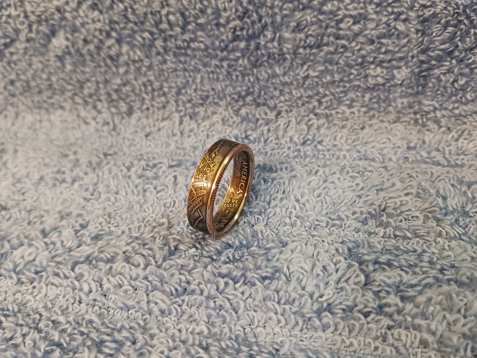 Ohio Handcrafted Washington Quarters coin ring, size 10 2002