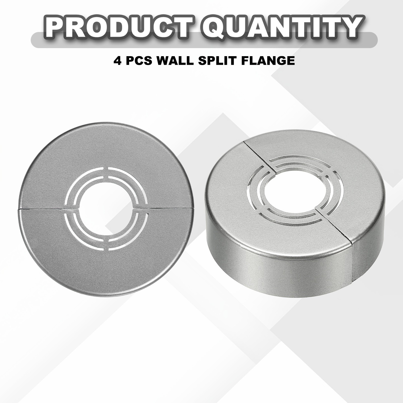 4pcs Wall Split Flange 0.79" Plastic Round Split Flange Pipe Cover, Gray