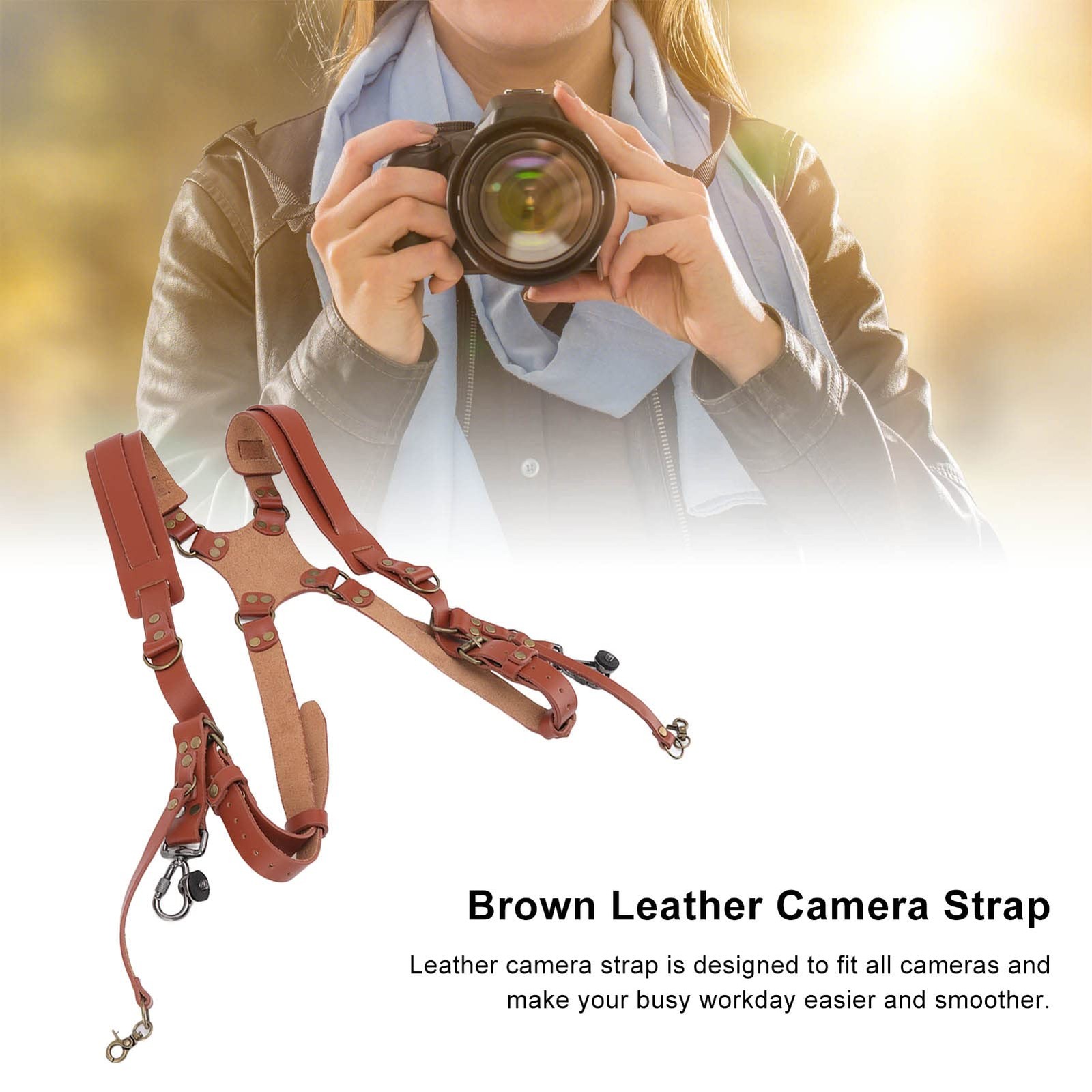 Jerliflyer Double Camera Harness, Quick Release Adjustable Leather Camera Har...