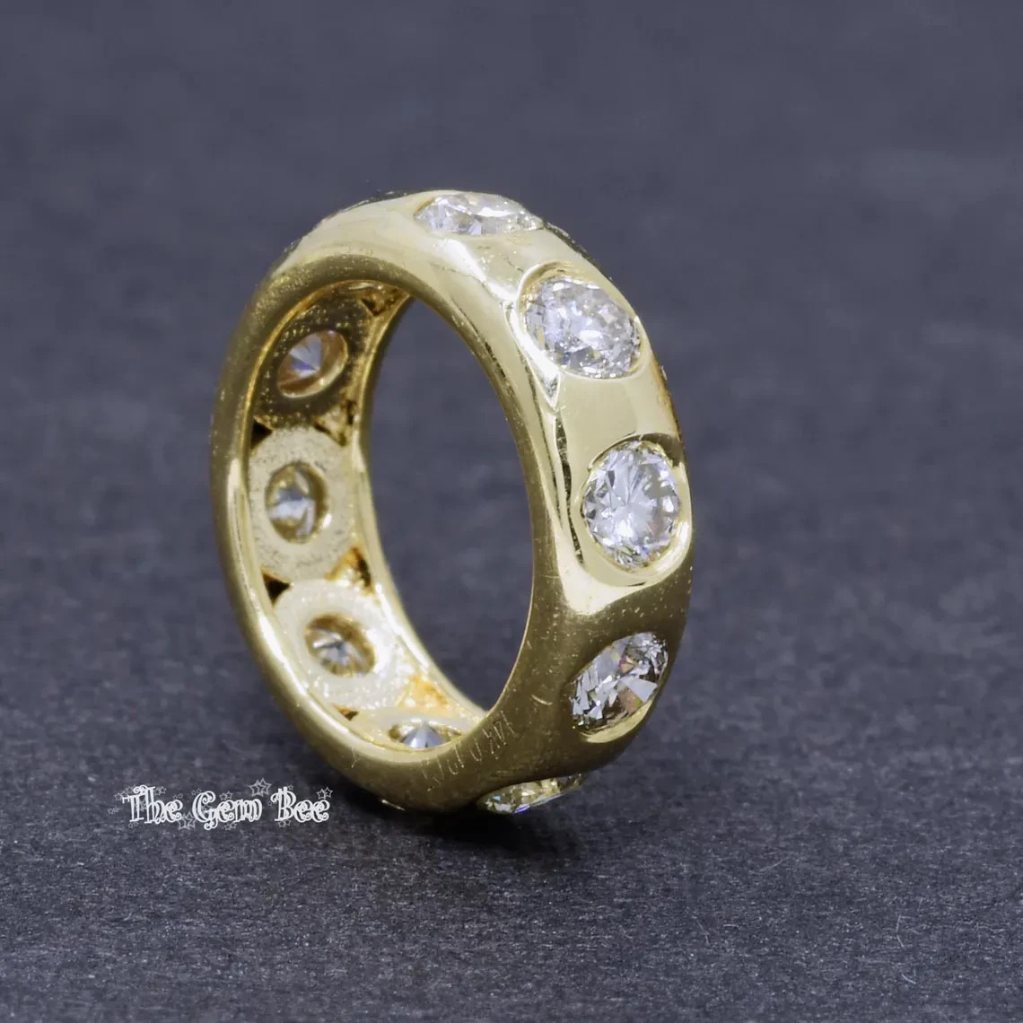 11mm 14k Solid Yellow Gold 0.42CT Diamond Accent Bead Pendant Charm 8mm holes