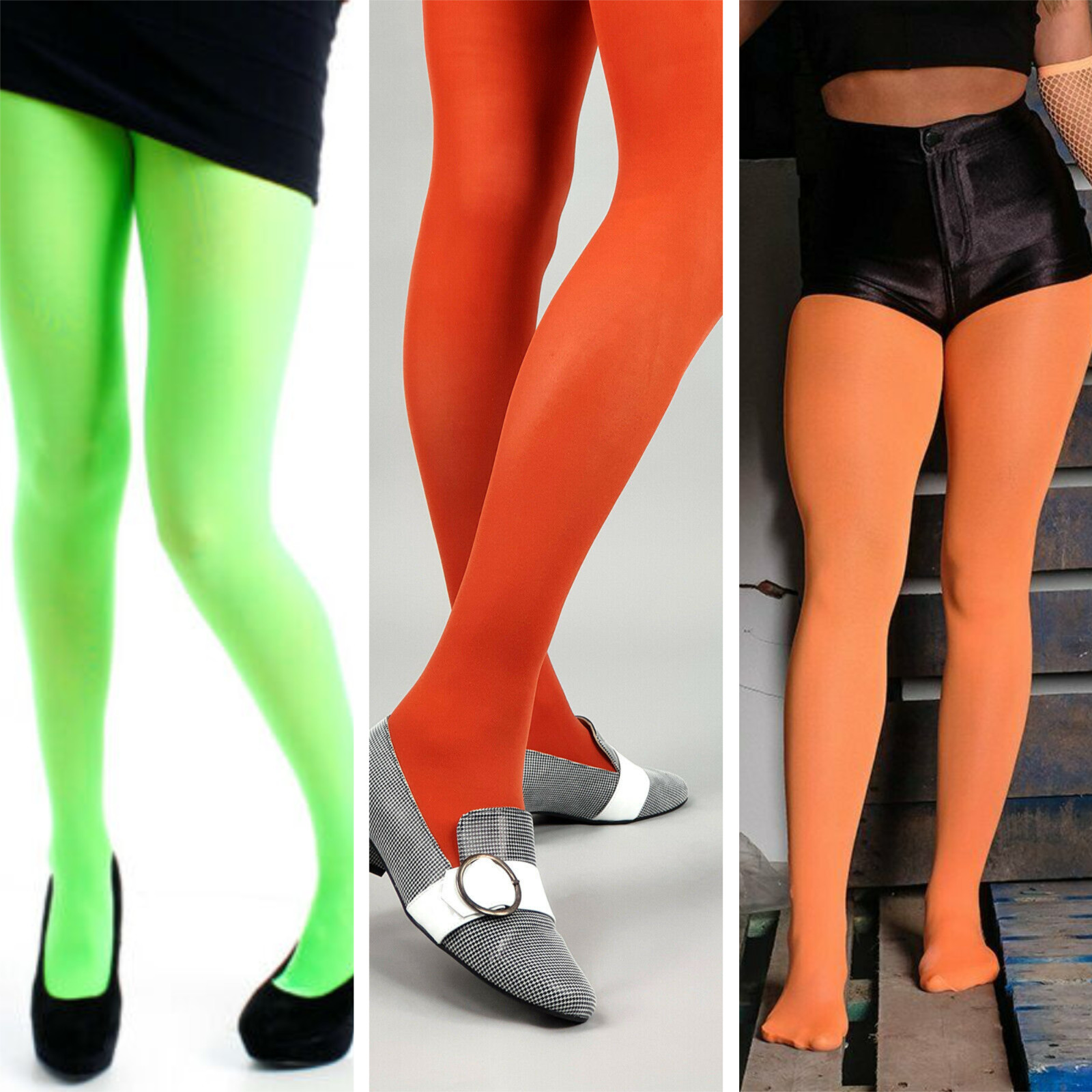 Womens Ladies Silky Brand  St Patricks Day Green Orange 40 Denier Opaque Tights
