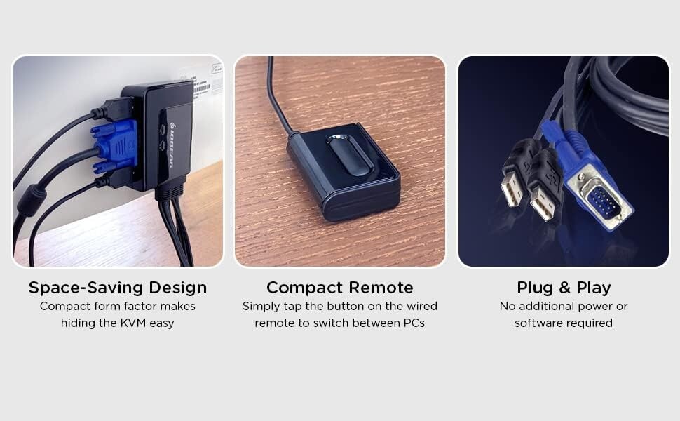 Multi-Computer 2-Port USB KVM Switch: Effortless Switching for Home & Office