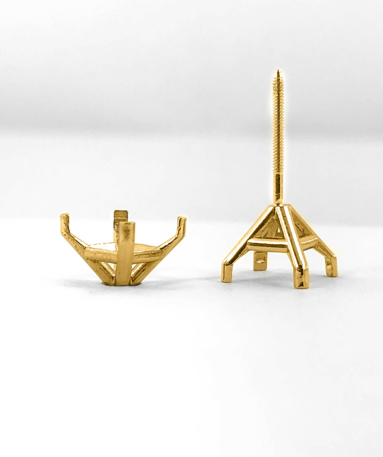 14K Yellow Gold Stud Earring Finding Mounting Setting Princess Martini ScrewBack