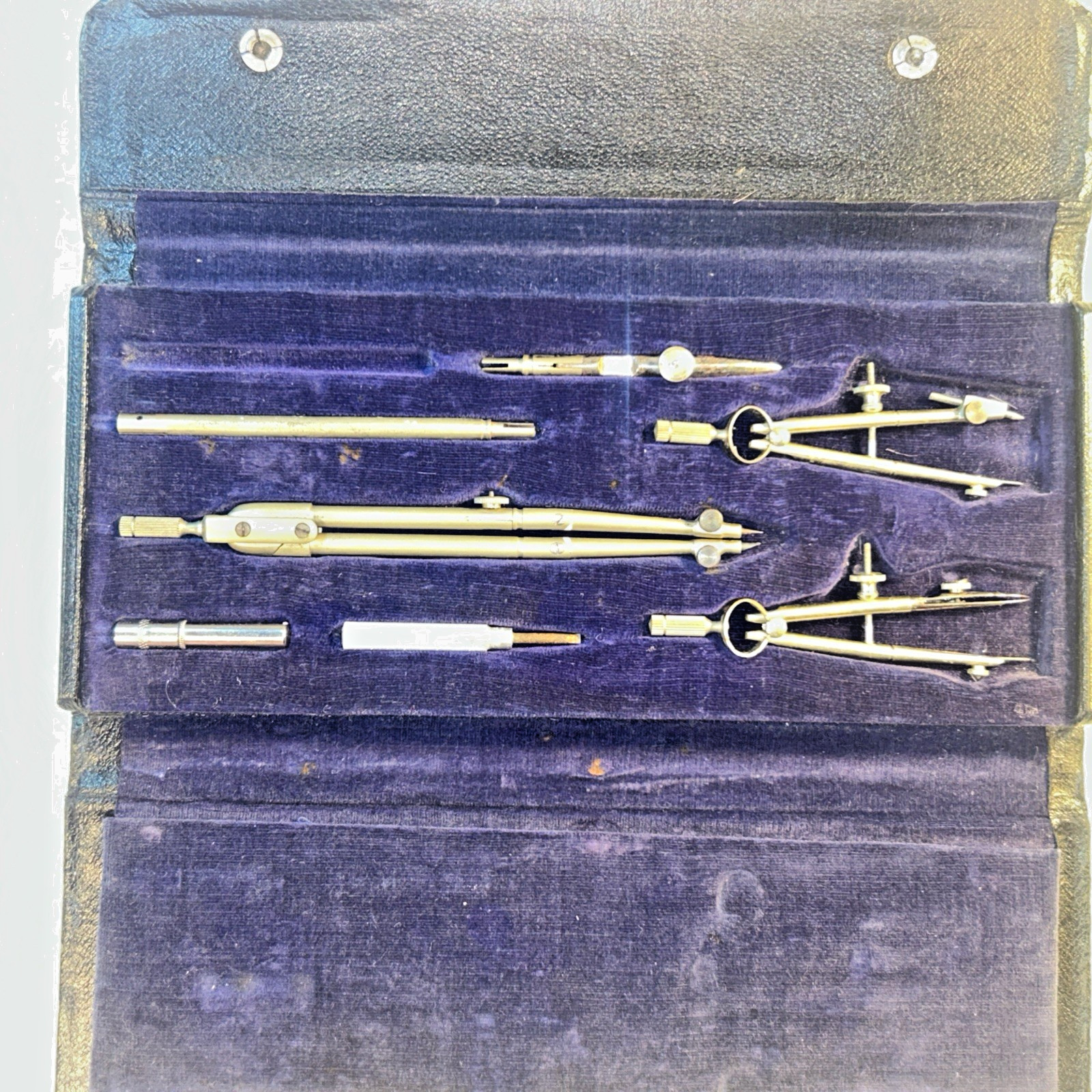 Drawing Draughting Instruments 7 Pieces in 24 x 10 cm Fold Out Padded Case