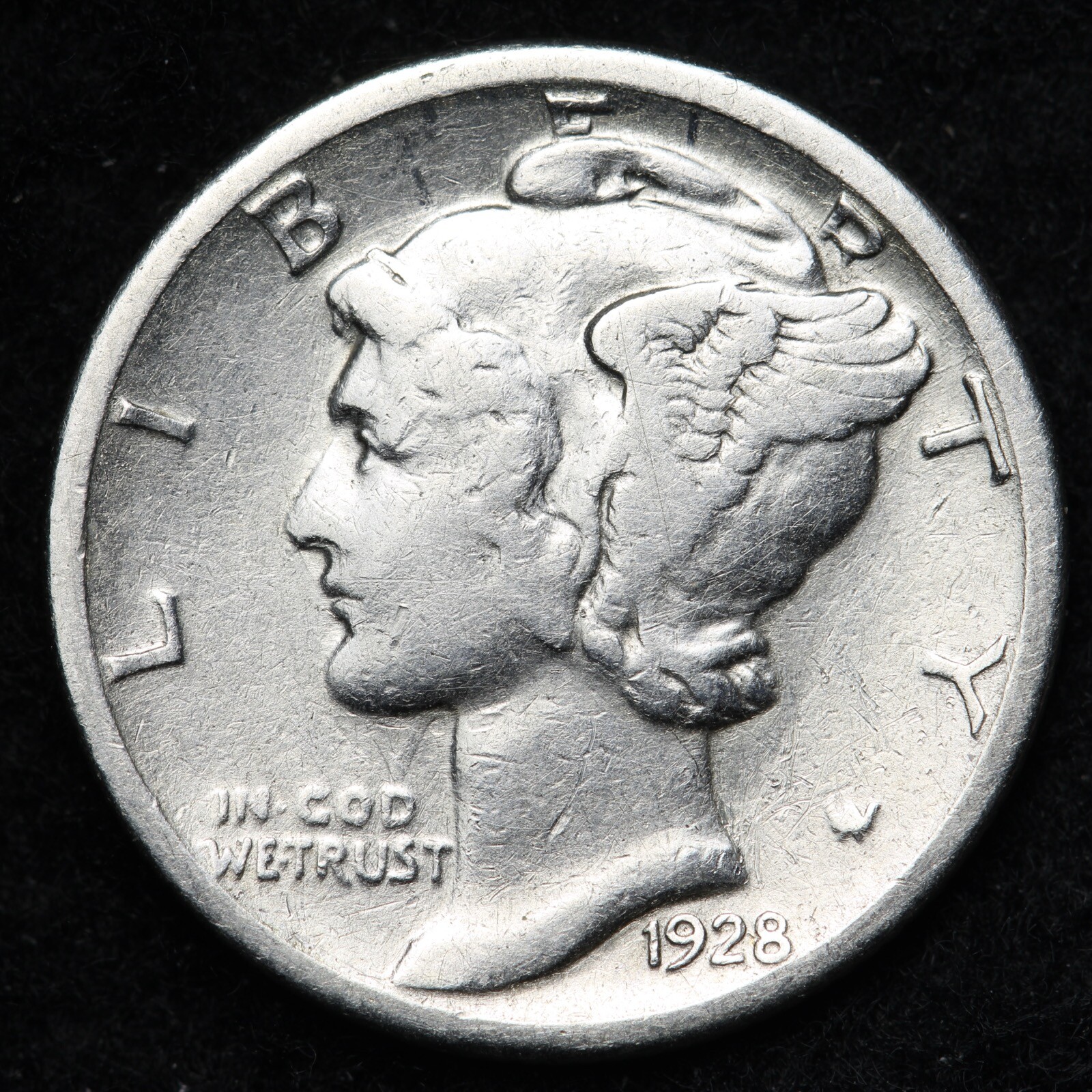 1928-S Mercury Silver Dime CHOICE VF+/XF E245 UKP