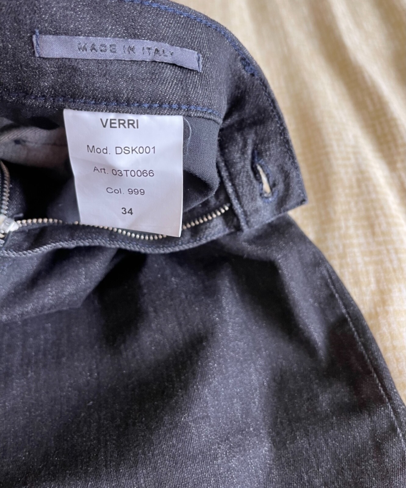 NWT VERRI Men’s Black Skinny Stretchy Denim Jeans US 34 / EU 50 Made in ITALY