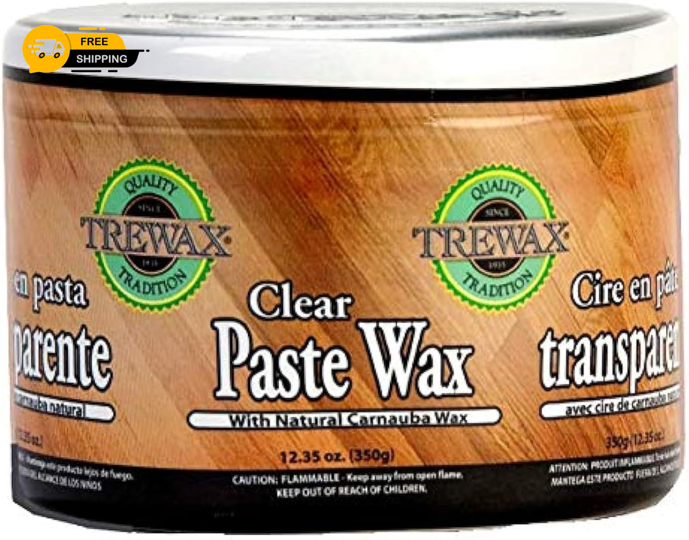 Trewax Paste Wax with Carnauba 12.35 oz Furniture and Floor Polish Restoration