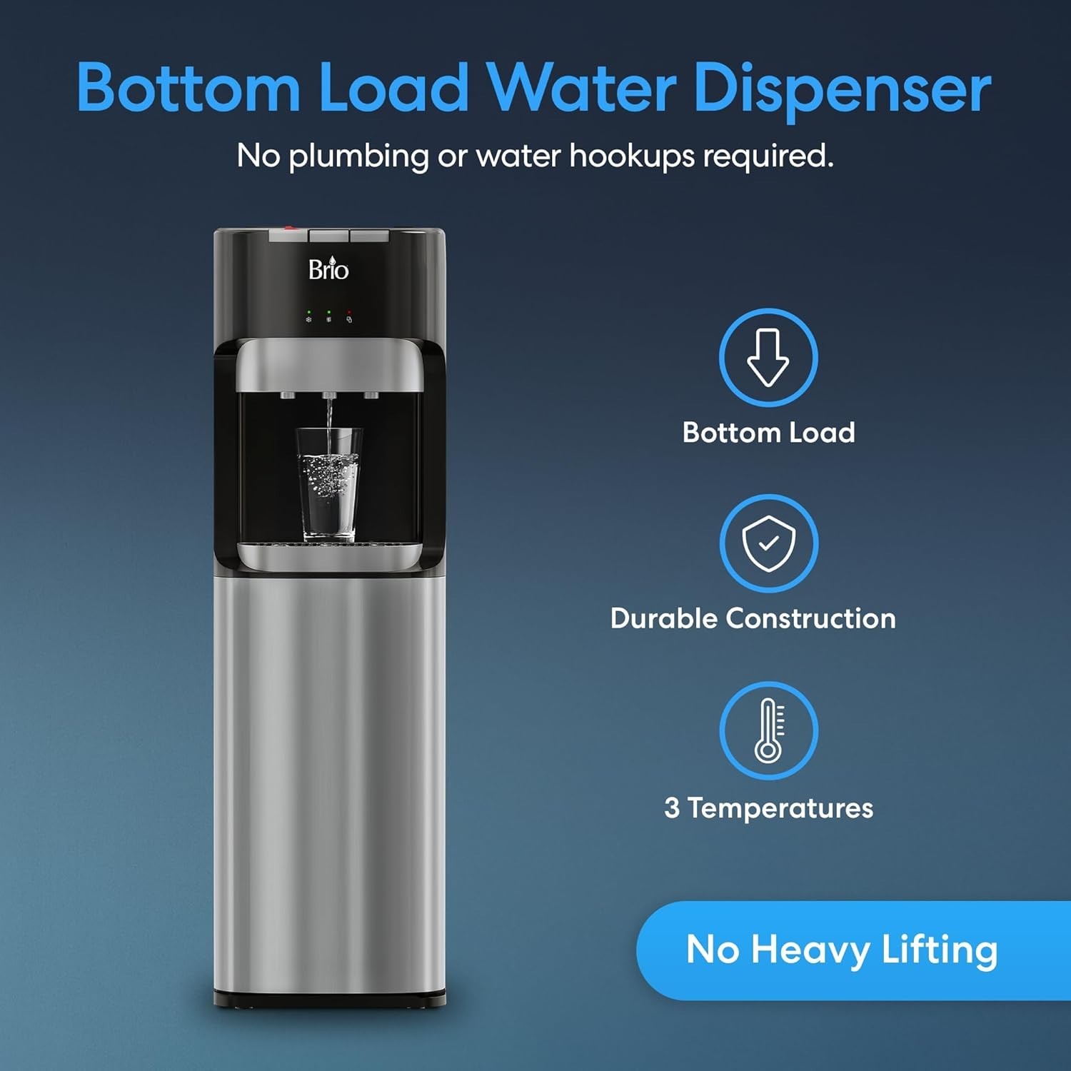 Bottom Loading Water Cooler Dispenser for 5 Gallon Bottles - 3 Temperatures w...