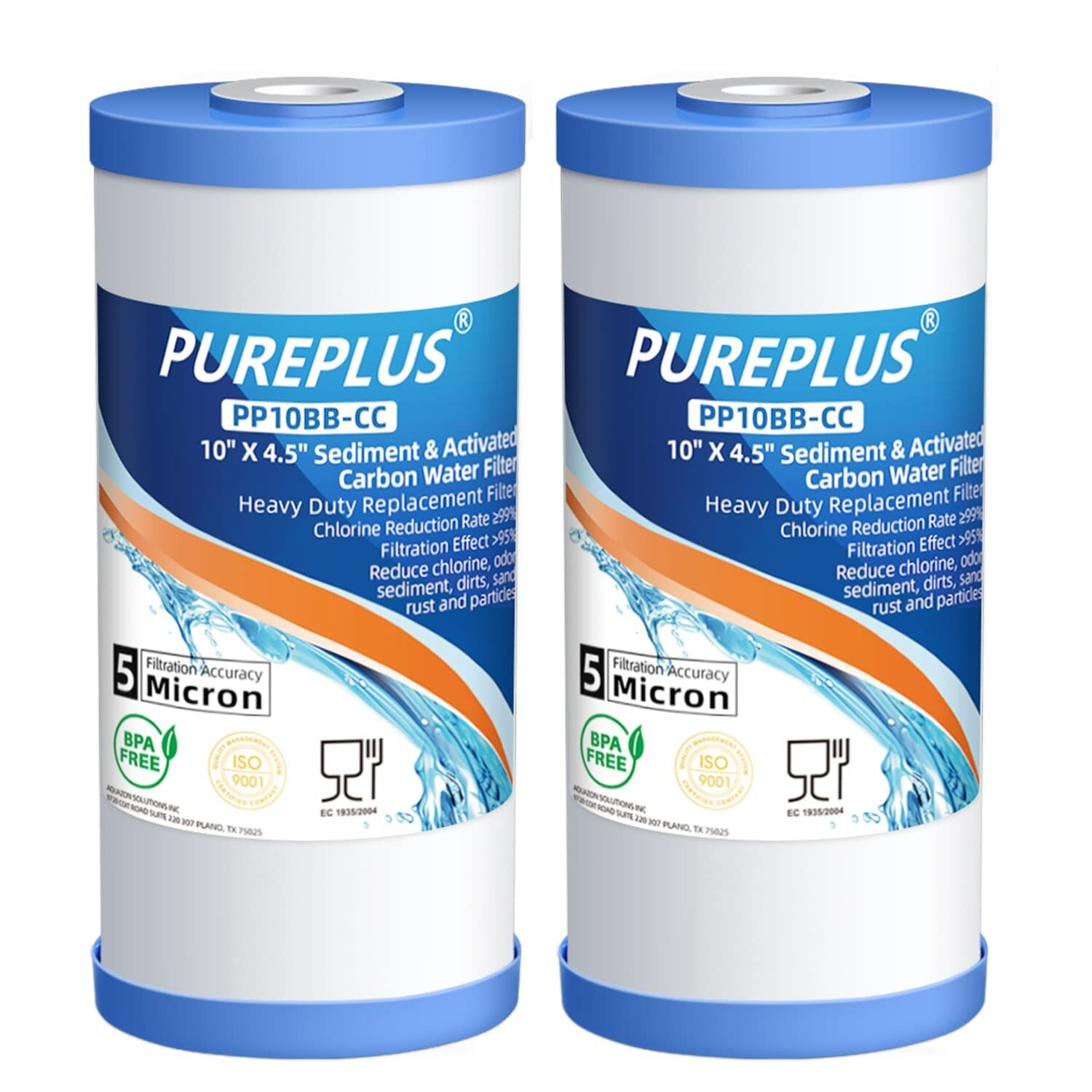 5 Micron 10" x 4.5" Whole House Sediment and Carbon Water Filter Fit GE FXHTC