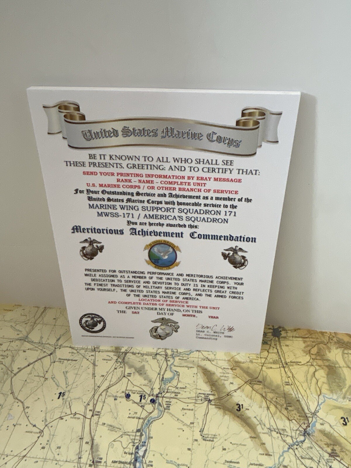 U.S.M.C. / 171ST WING SUPPORT SQUADRON / MERITORIOUS ACHIEVEMENT COMMENDATION