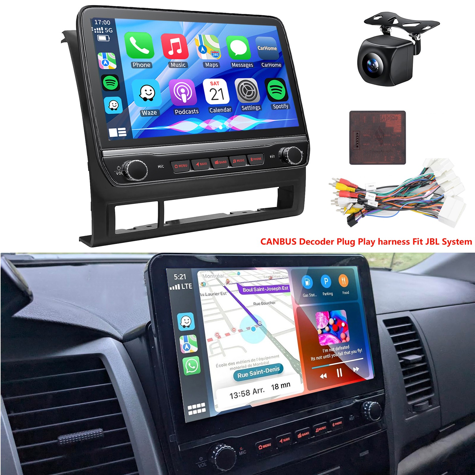 Car Stereo Radio Navi with JBL CANBUS Apple Carplay For Toyota Tacoma 2005-2015