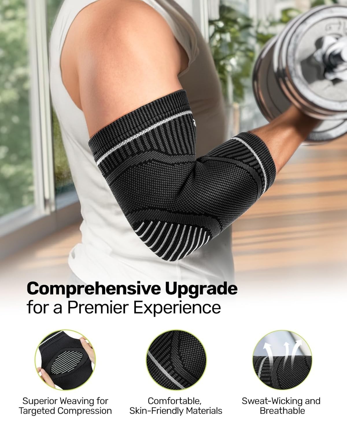 2PCS Coderas Gym Para El Dolor Levantar Pesas Deportivas Large Compresion NEW