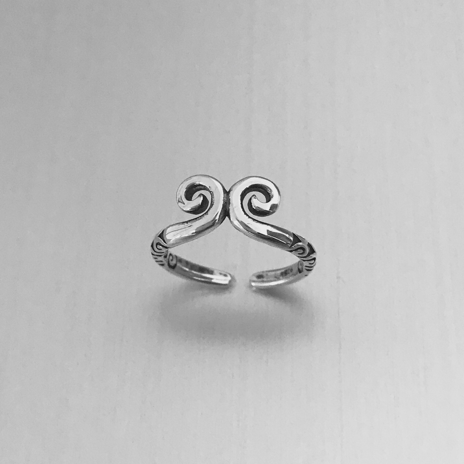 Sterling Silver Double Spiral Toe Ring, Silver Rings, Swirl Ring, Beach Ring