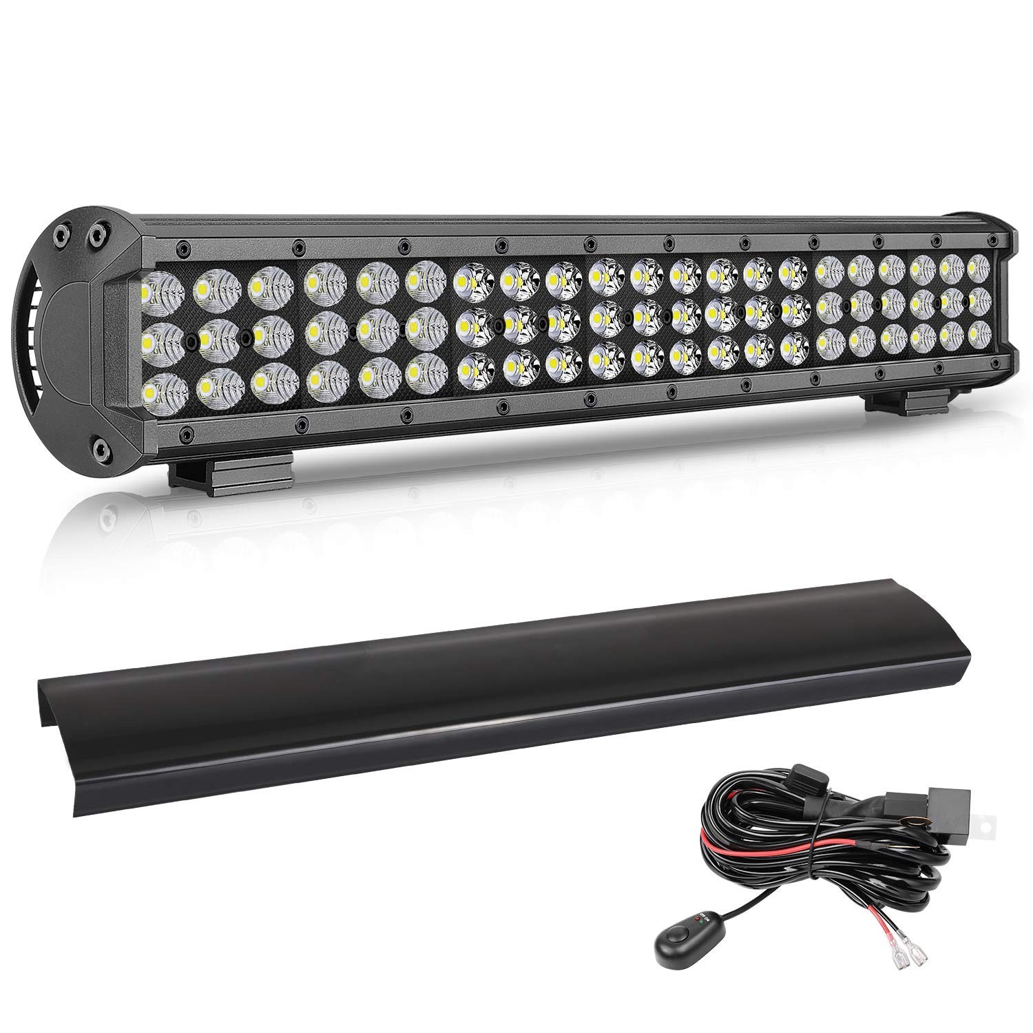 18 Inch LED Light Bar with Wiring Harness Black Cover 189W Off Road Driving L...