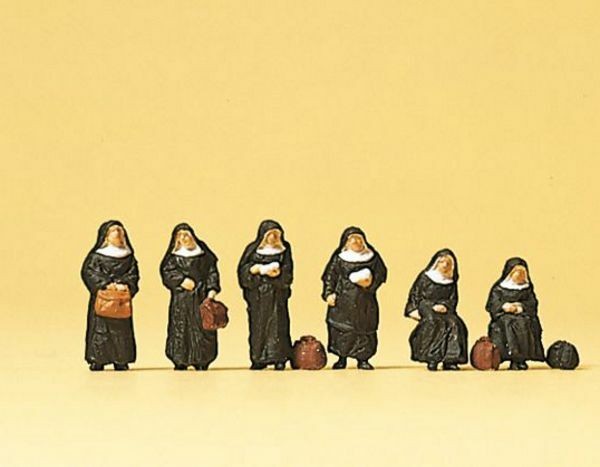 Preiser 79128 N Scale People Working Nuns with Luggage pkg(6)
