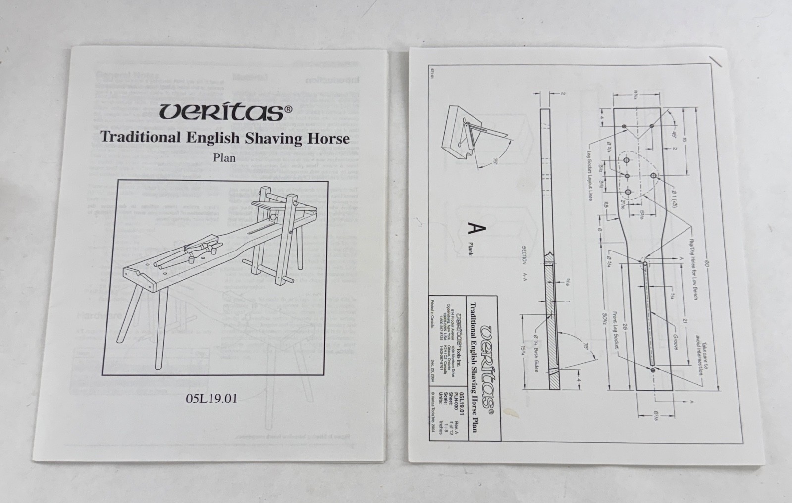 Veritas Traditional English Shaving Horse Plans 05L1901 (6981)