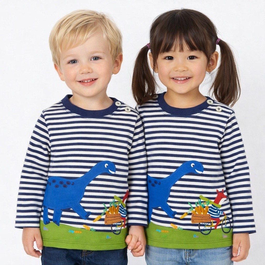 John Lewis Kids Long Sleeve Pure Cotton Dinosaur Top Size 9-12 Months NEW