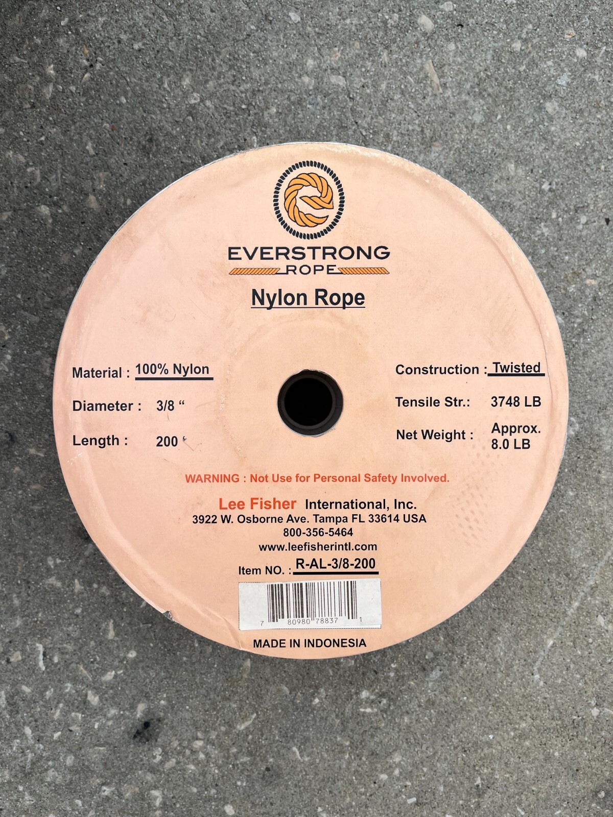 Everstrong Nylon Twisted Anchor Rope 3/8" with stainless steel thimble