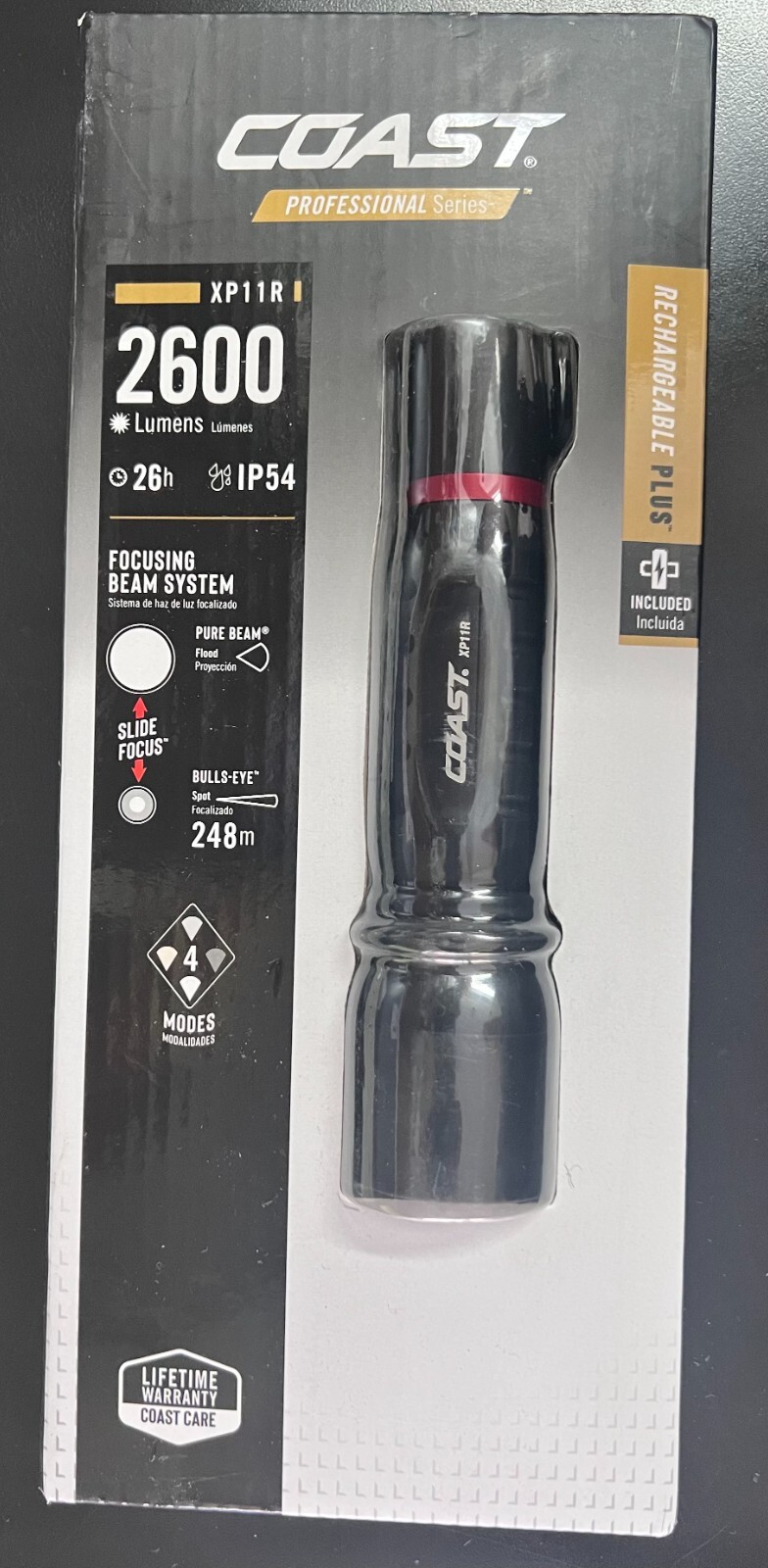 Coast XP11R Flashlight Resists Impact/Water Rechargeable 3264