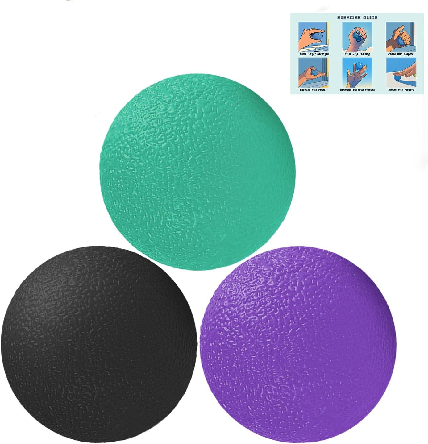 3 Pack Stress Balls for Adults, Squeeze Balls for Hand Therapy, Hand Strengtheni