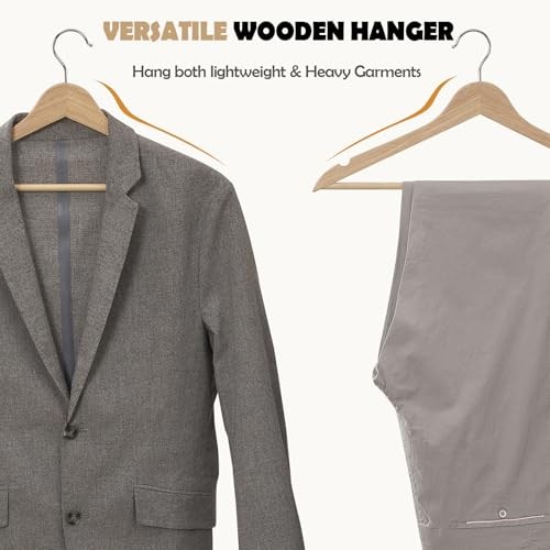 Solid Wooden Hangers Wood Suit Hangers with Extra Smooth 20 Pack Natural