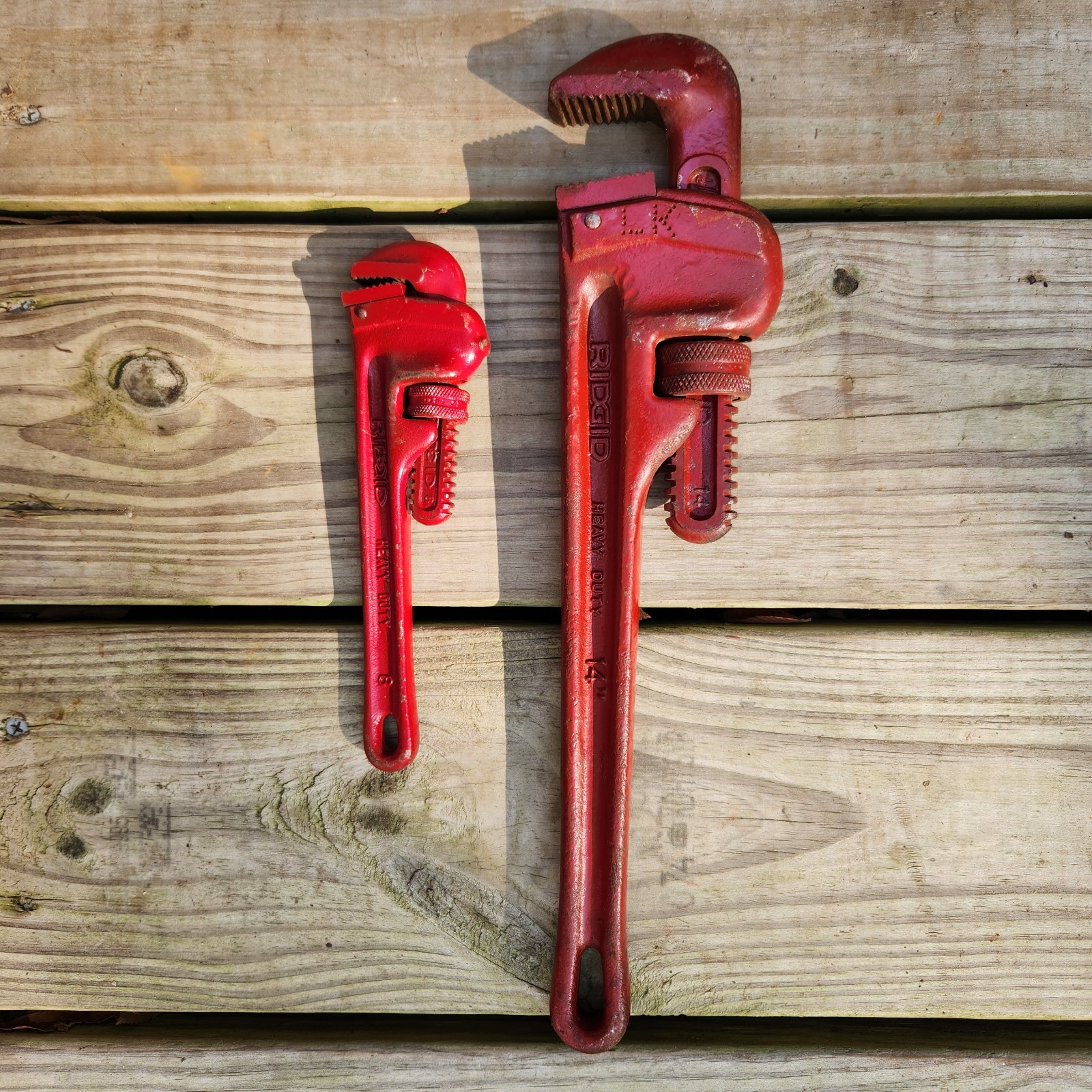 Vintage RIDGID Pipe Wrenches 14 Inch And 8 Inch - Lot Of 2 Tools
