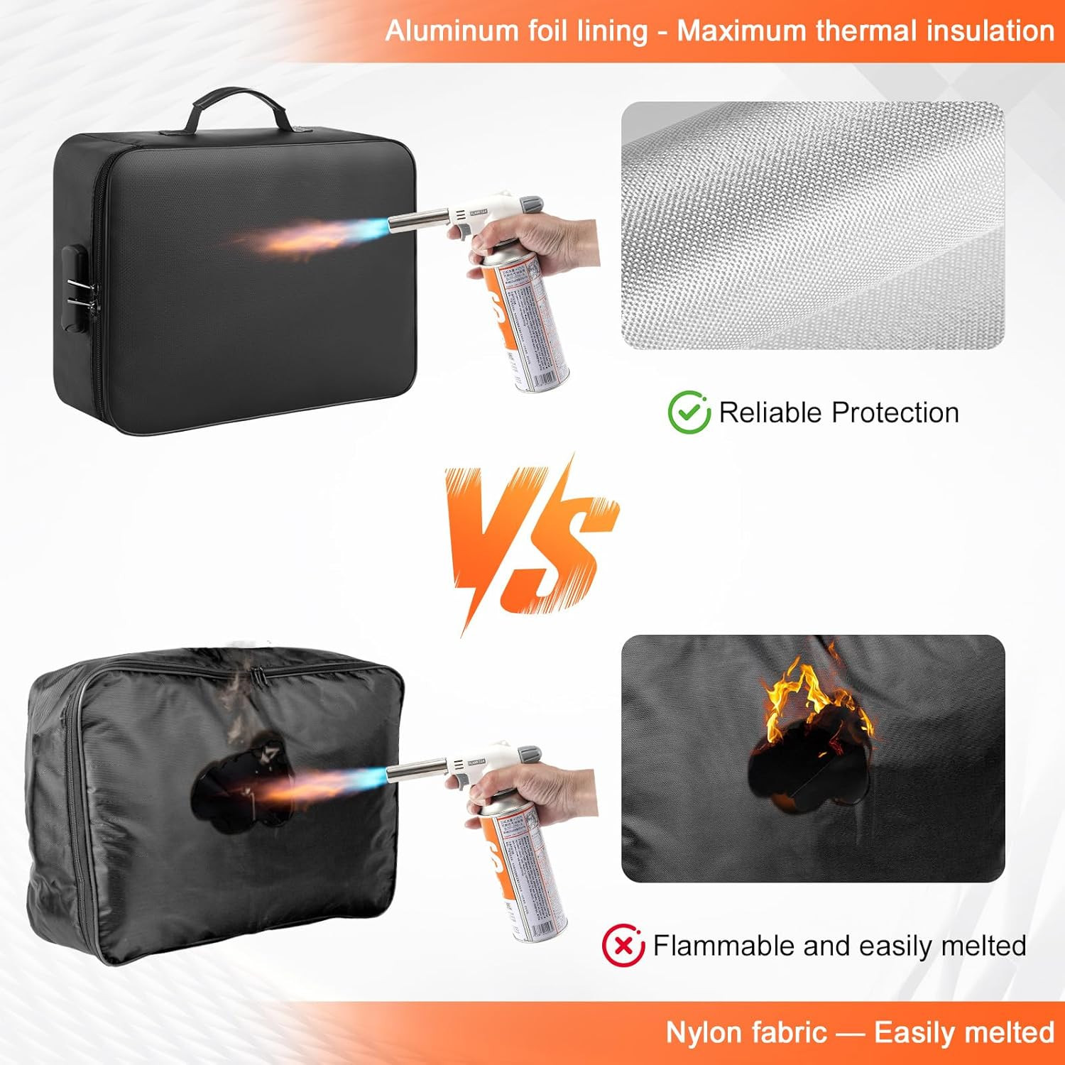 3-Layer Fireproof Document Box with Lock File Storage Box Waterproof Safe Bag US