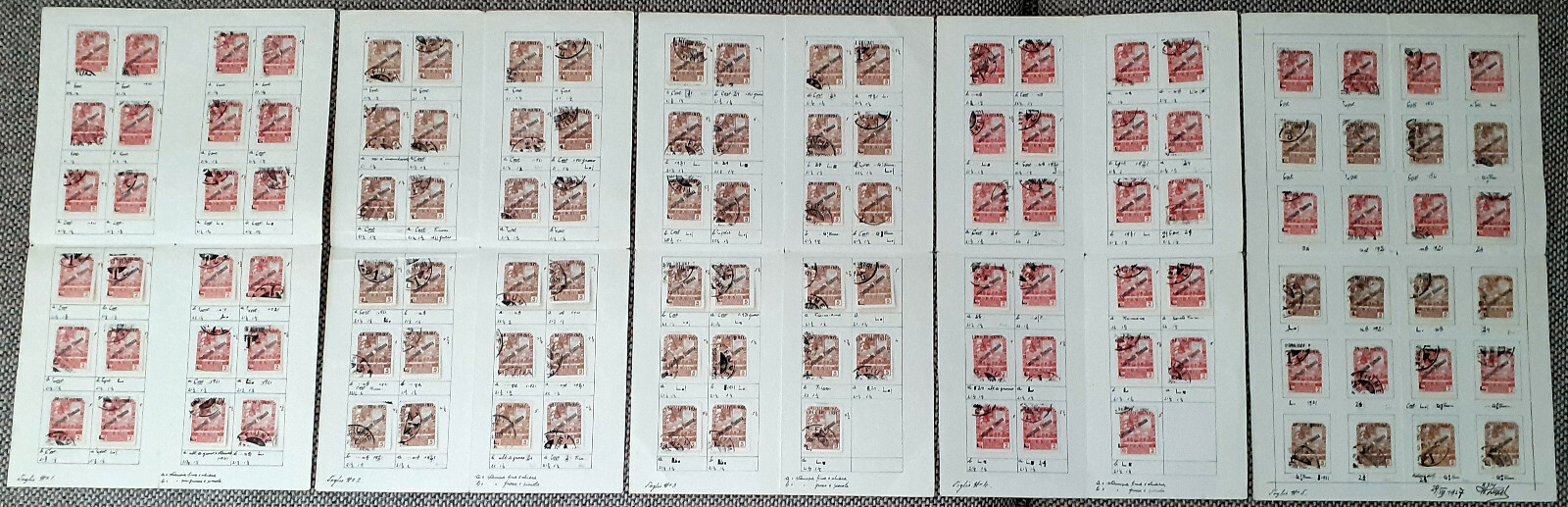 ✔️ FIUME UNIQUE HIGH VALUE STUDY EXPERTISE STAMPS VARIETY, ON FIVE LARGE SHEETS