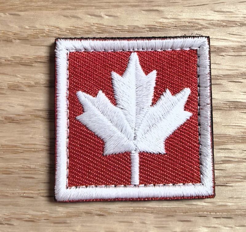 SQUARE CANADA FL CANADIAN MAPLE LEAF TACTICAL EMBROIDERED HOOK LOOP PATCH RED