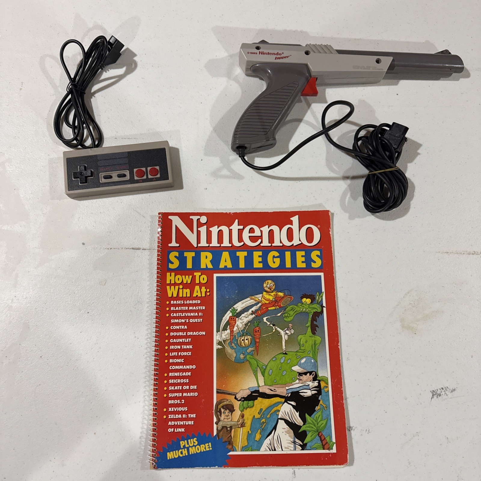 NES Nintendo Controller/ Zapper And Strategy Guide.