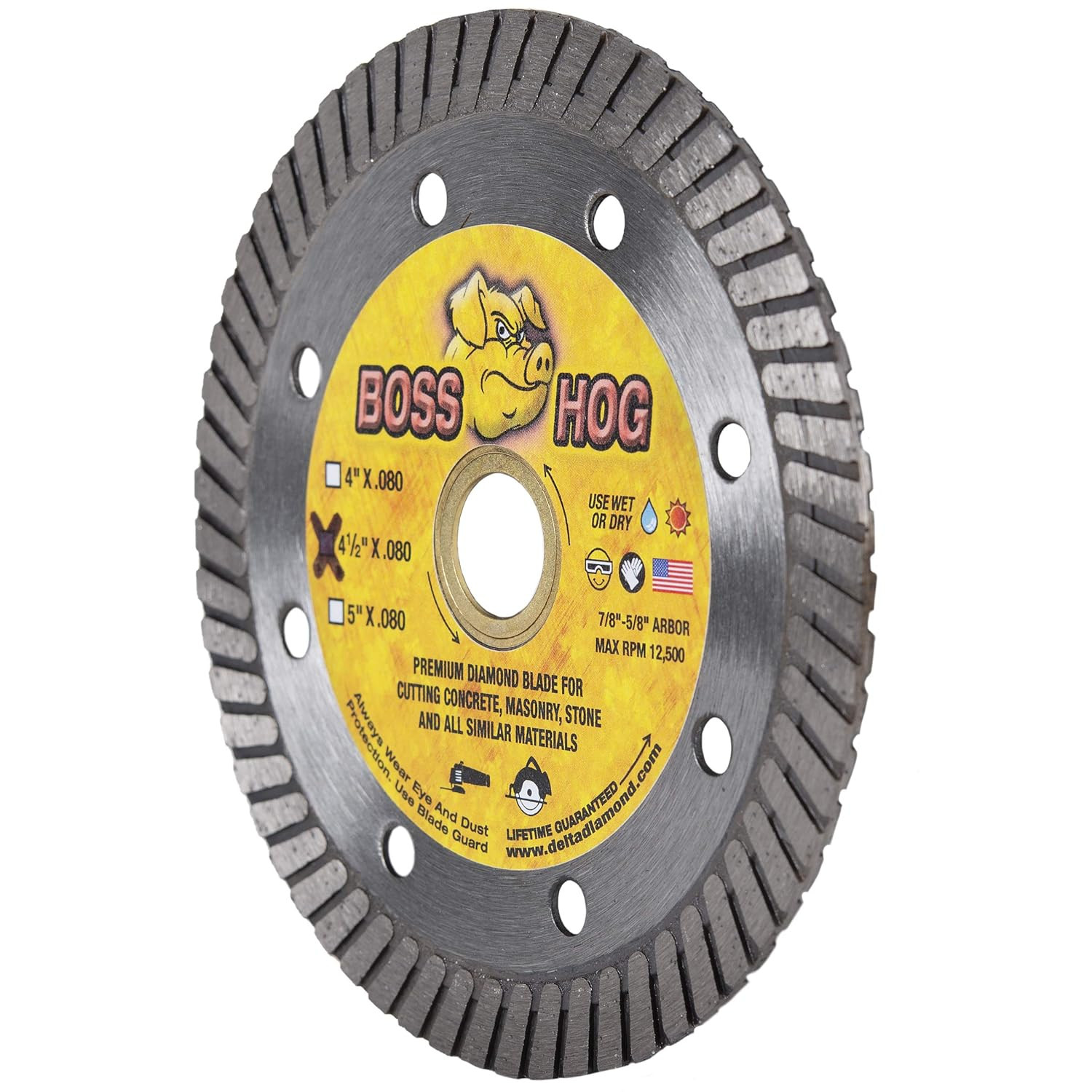 Delta Diamond Boss Hog 4 1/2 Inch Turbo Premium Diamond Blade for Masonry, Brick