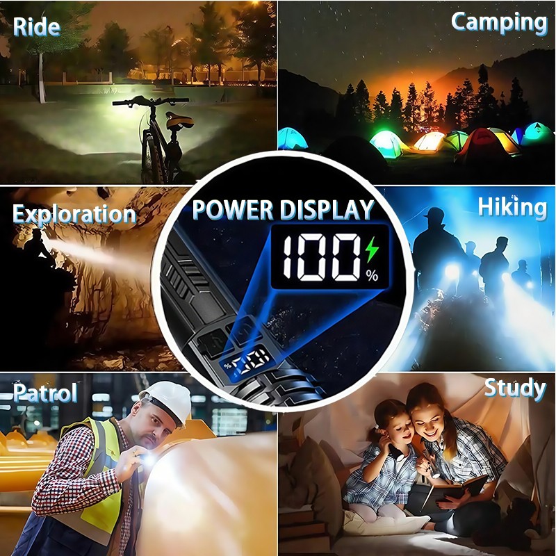 990000000Lumen Super Bright LED Tactical Flashlights Rechargeable LED Work Light