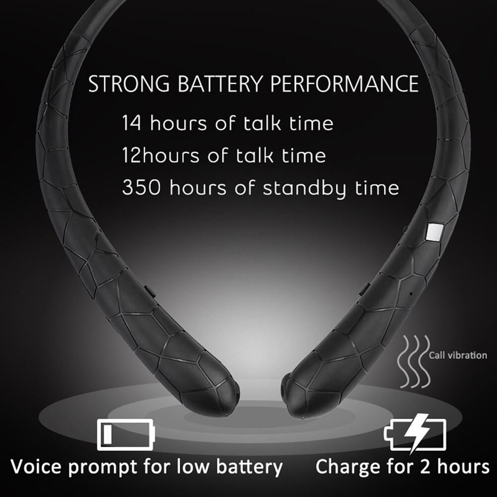 Sweatproof Neckband Headset Wireless Bluetooth Retractable Headphones Earbuds