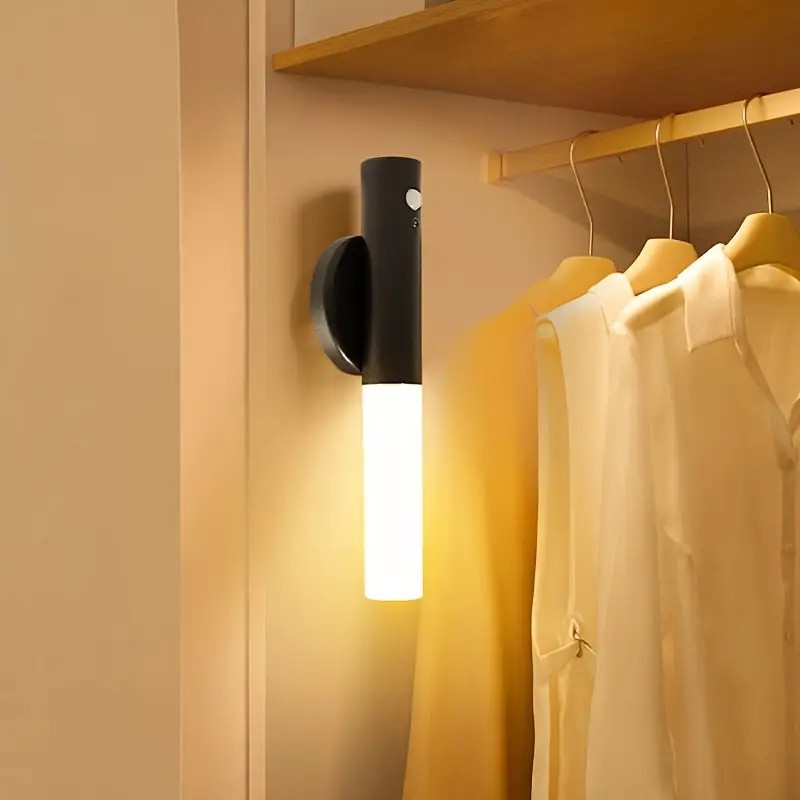 2 Pack Motion Sensor LED Night Light Lights USB Rechargeable Magnetic Wall Lamps
