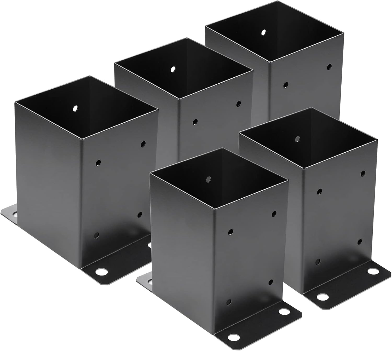 4 X 4 Post Base 5 Pcs,Inner Size 3.6"X3.6"Deck Post Base,Heavy Duty Metal Black