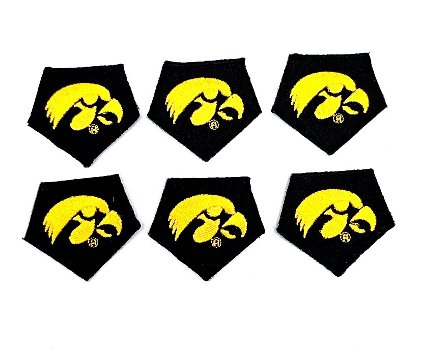 Lot Of 6 Iowa Hawkeyes  Vintage Iron-on Embroidery Patches 1.75"