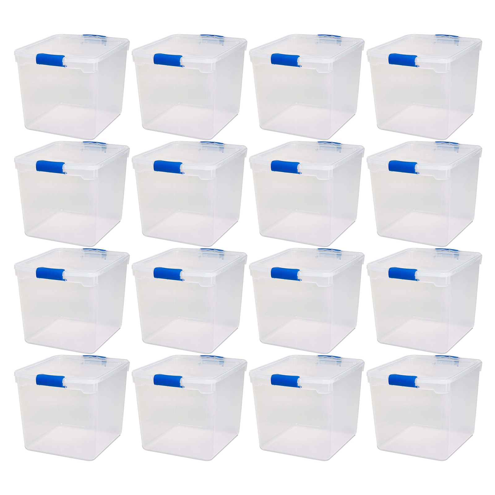 Homz 31 Quart Heavy Duty Clear Plastic Stackable Storage Containers, 16 Pack