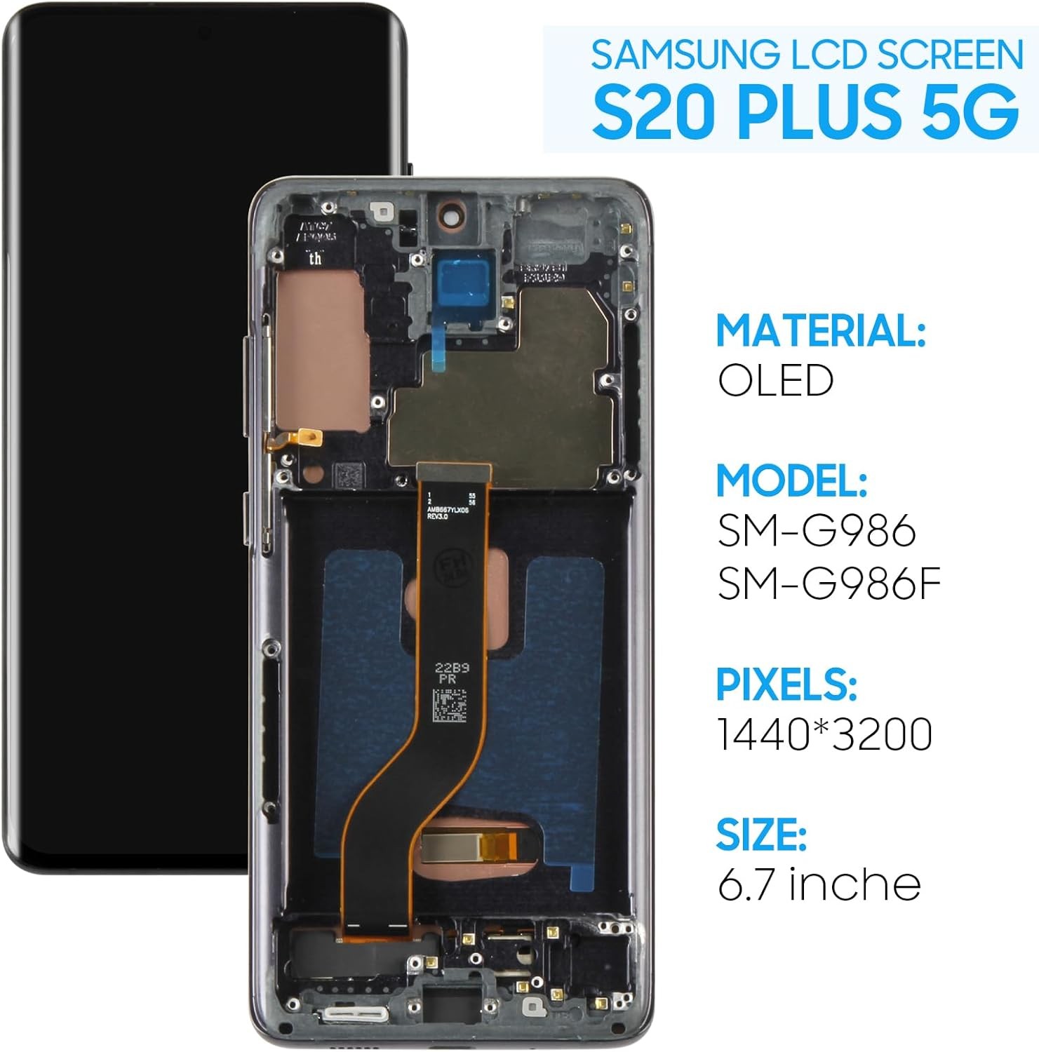 For Samsung S20 Plus Screen Replacement OLED Display G986U Touch Digitizer Frame