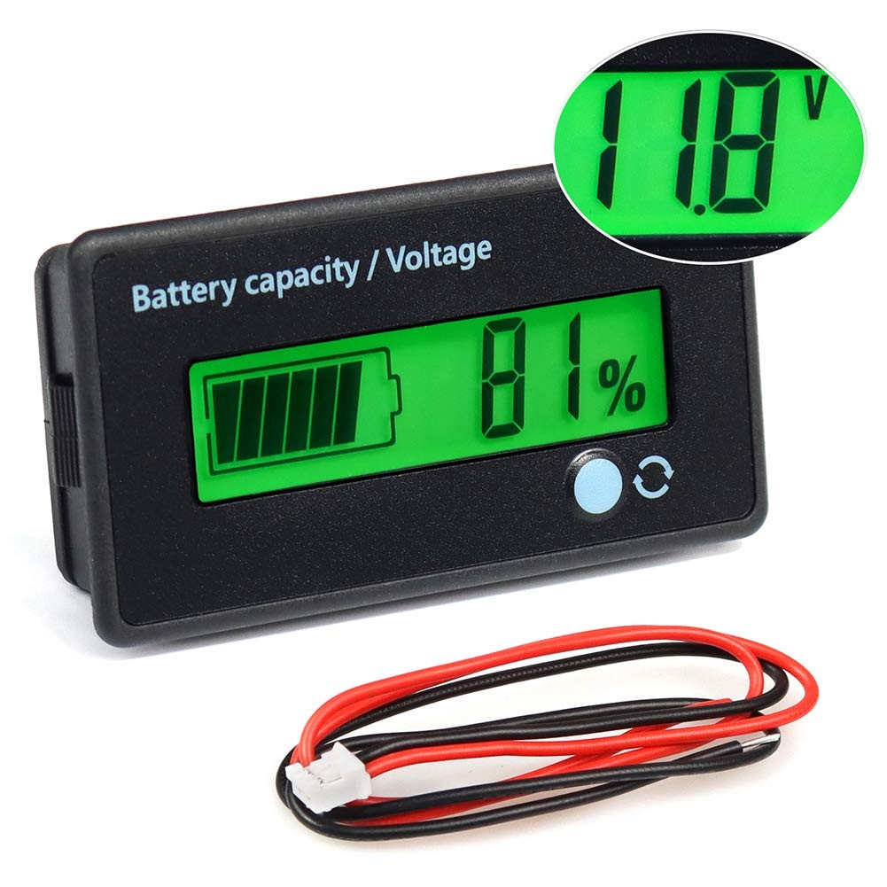 Battery Capacity Voltage Meter with Alarm for 12V to 84V